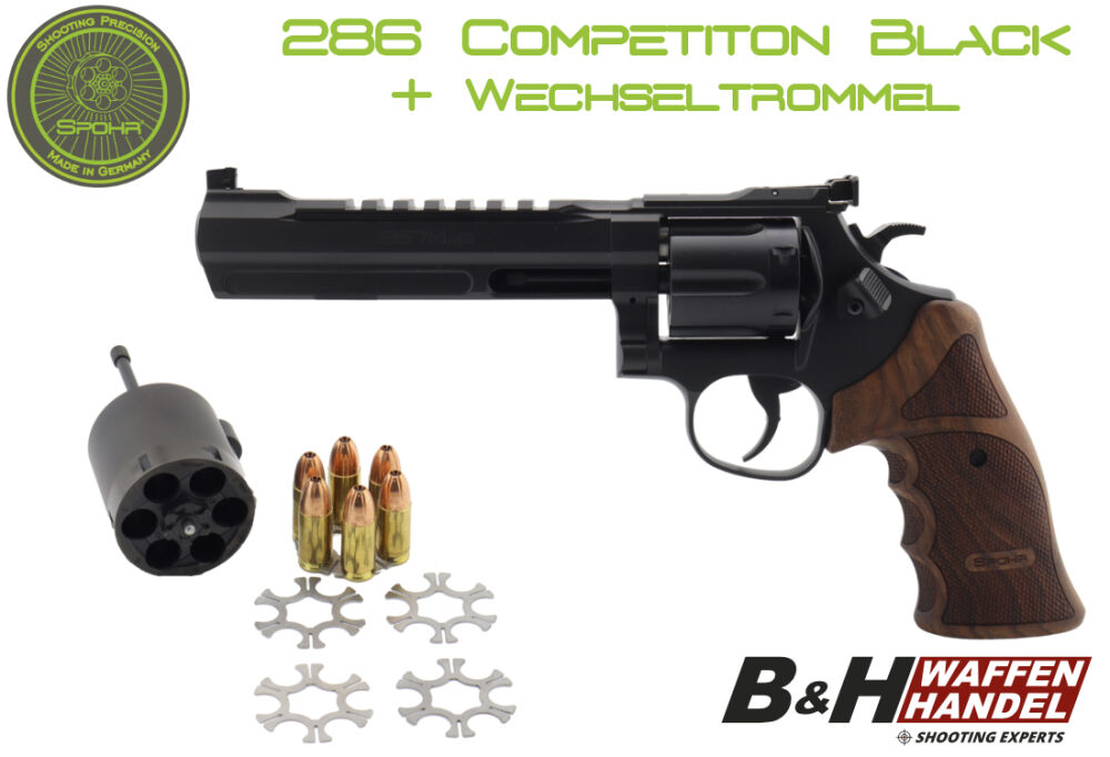 Spohr 286 Competition Black Revolver mit Wechseltrommel 6 Zoll Revolver Sportrevolver schwarz
